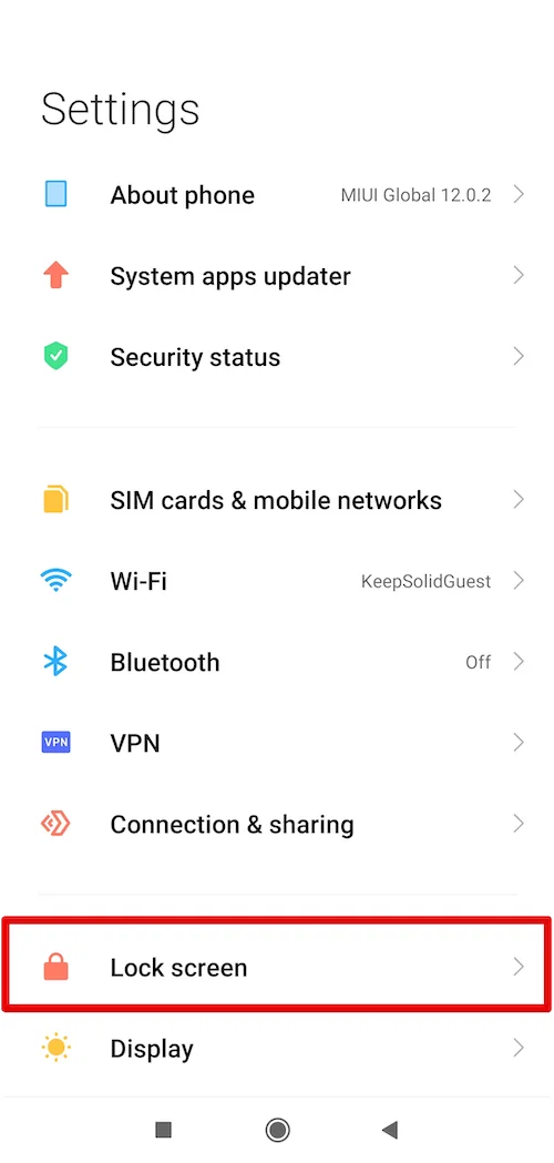 Android settings Lock Screen