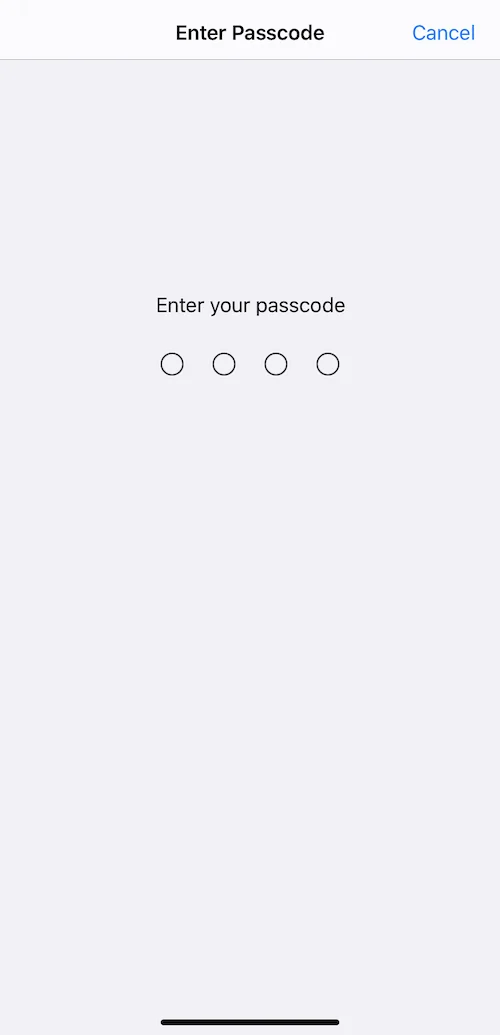 Enter passcode to change iPhone lock screen password