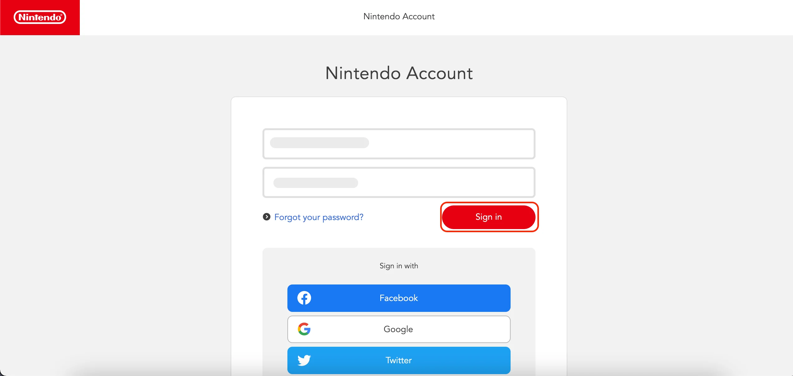 Reset Password (Nintendo Account only), Support