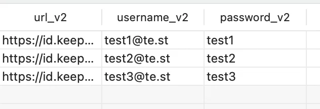 For example, if the browser returns a file with passwords in the format: username_v2 - login, password_v2 - user password, url_v2 - site for which the password was saved, then patching our import utility for such a browser will look like this: