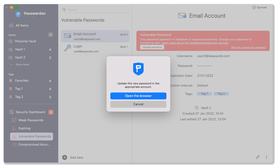 Update the new password